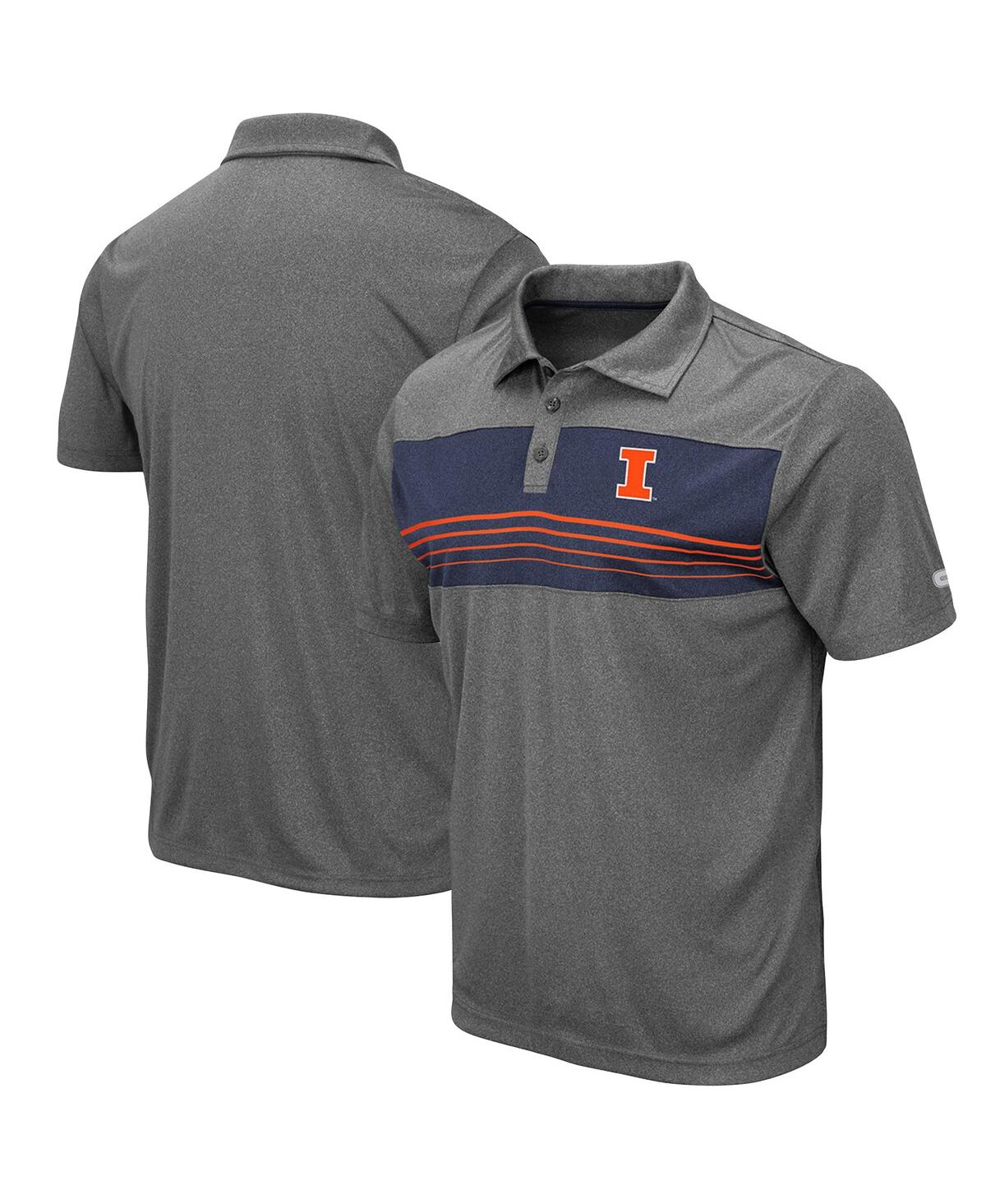 Colosseum Men's  Heathered Charcoal Illinois Fighting Illini Smithers Polo Shirt In Heathered Charcoal
