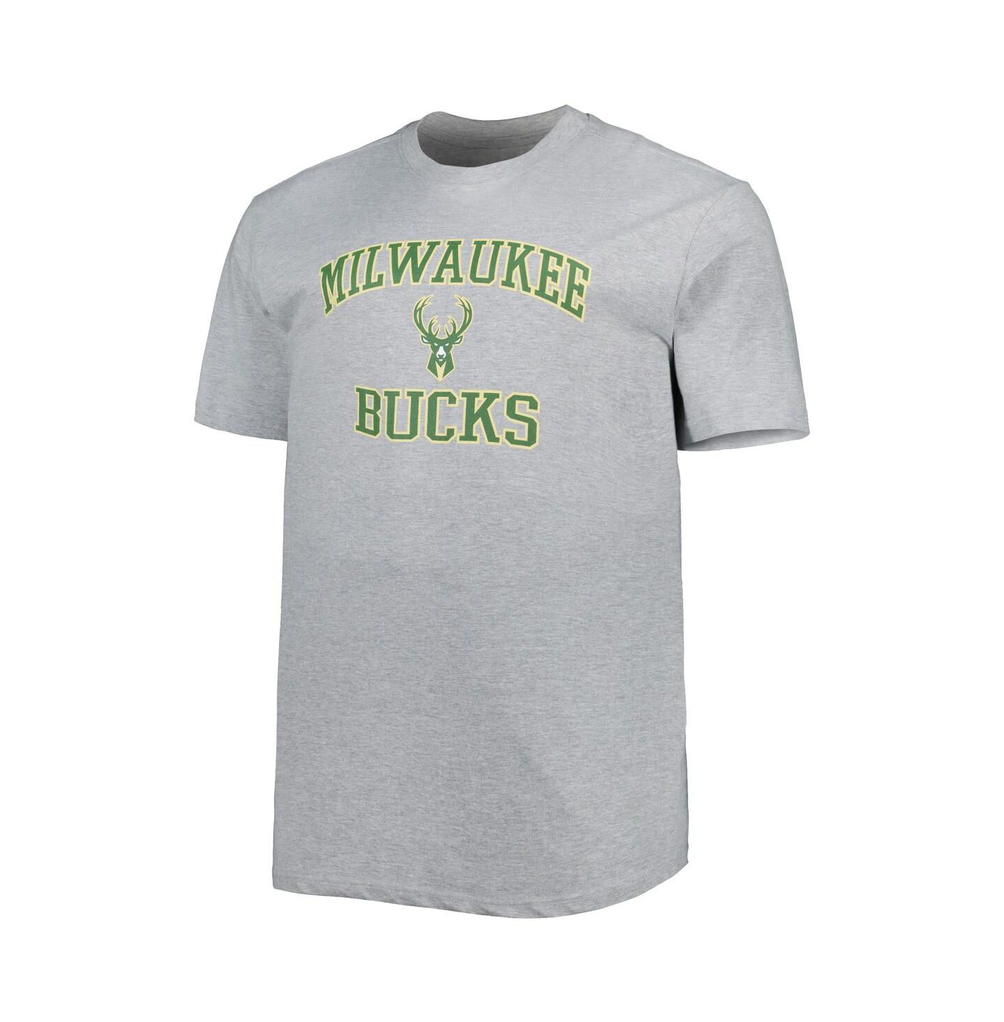 Мужская футболка Profile Heathered Gray Milwaukee Bucks Big and Tall Heart & Soul — фото 3