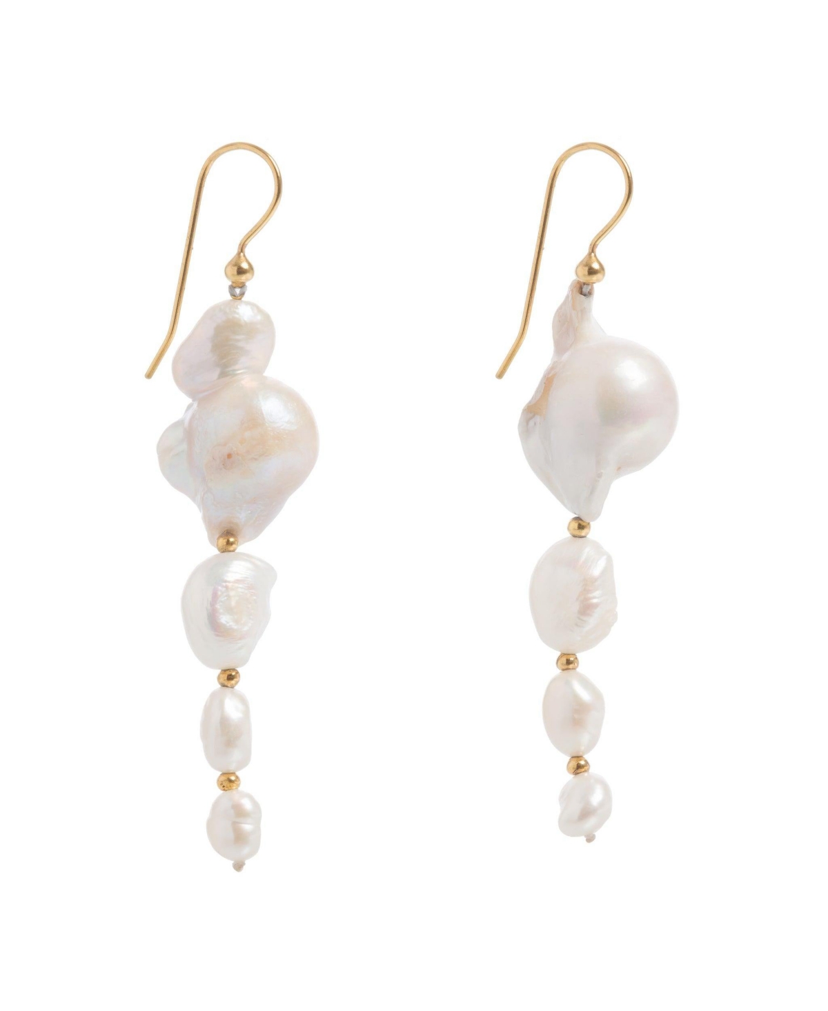 Large Baroque Pearl Drops Earings - Gold