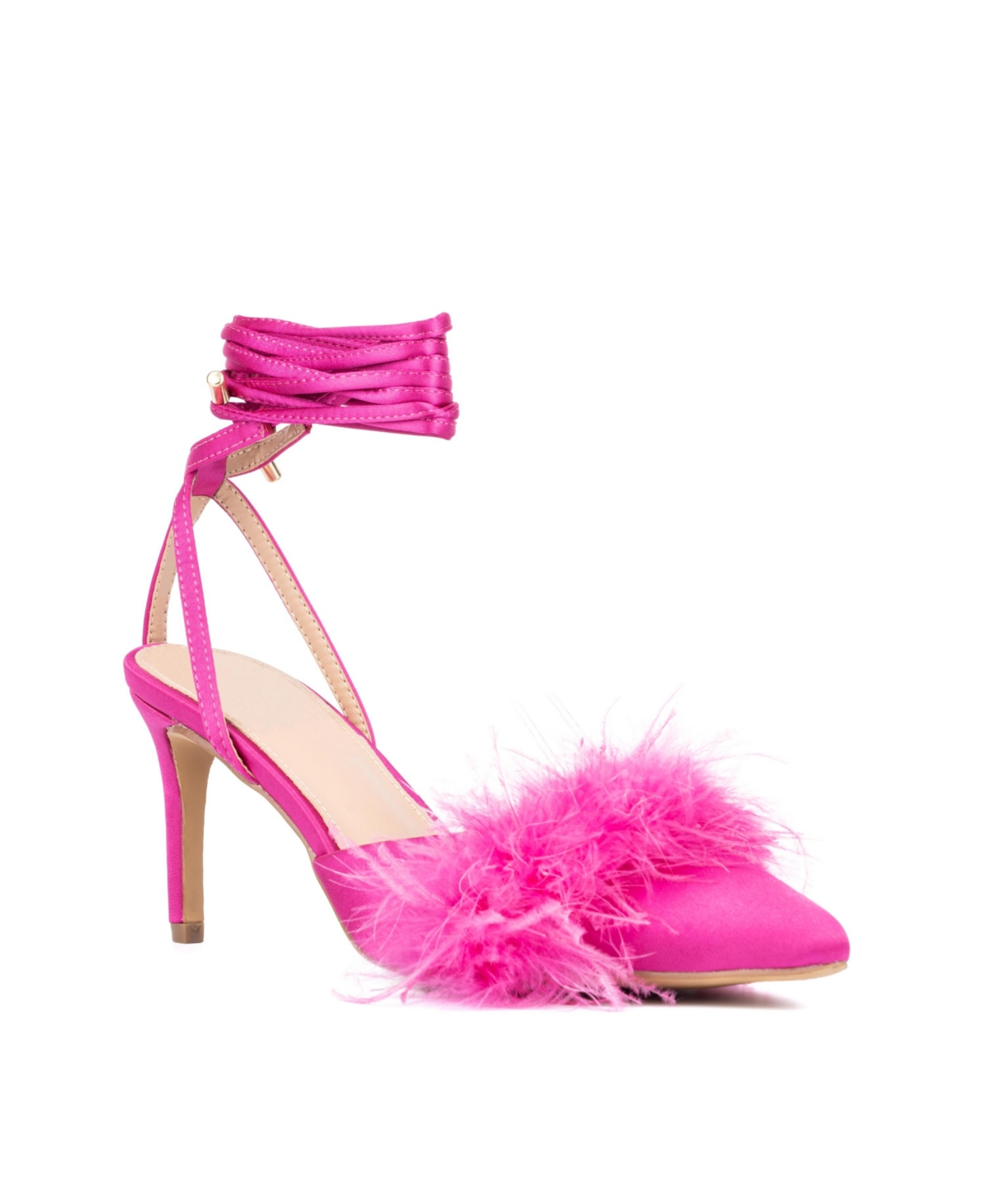 New York & Company Womens Saylor- Faux Feather Heel Sandal