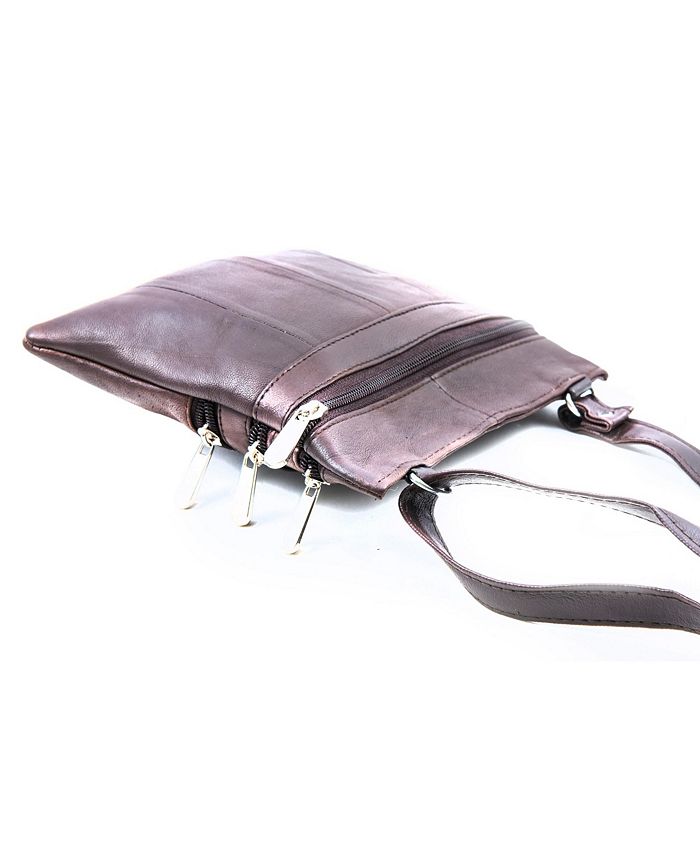 CHAMPS Ladies Leather Triple Zip Crossbody Bag Macy's