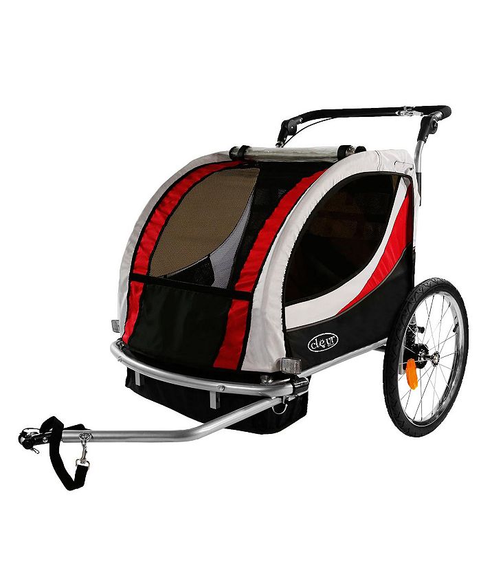 ClevrPlus Deluxe 3in1 Double Seat Bike Trailer Stroller Jogger, Red