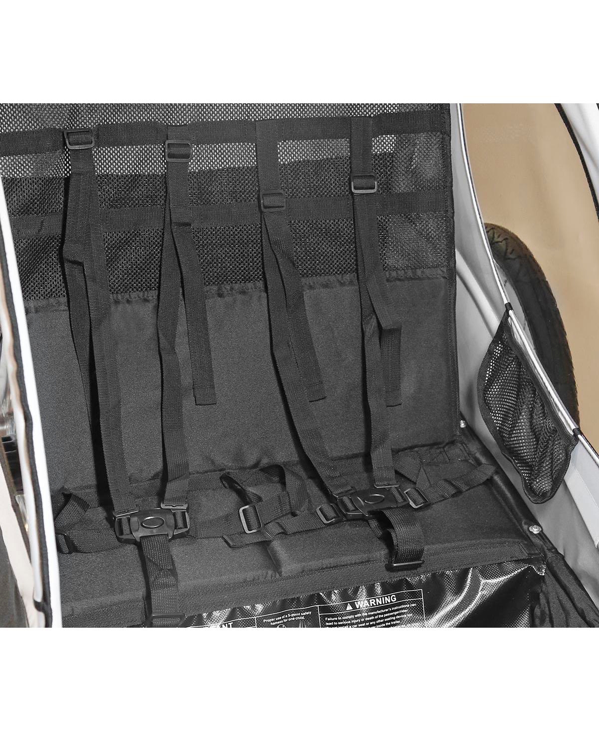 ClevrPlus Deluxe 3-in-1 Double Seat Bike Trailer Stroller Jogger for Kids,- Grey