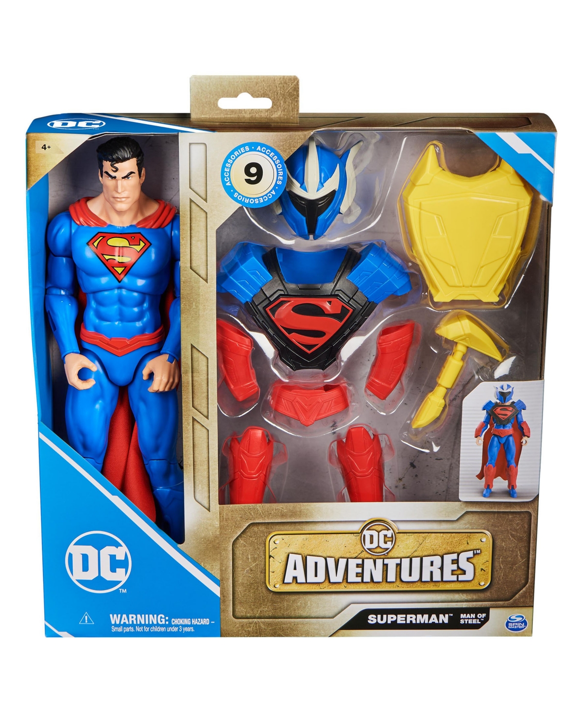 Shop Dc Comics , Superman Man Of Steel Action Figure, Dc Adventures, 12", 9 Accessories, Collectible Superhero In Multi-color