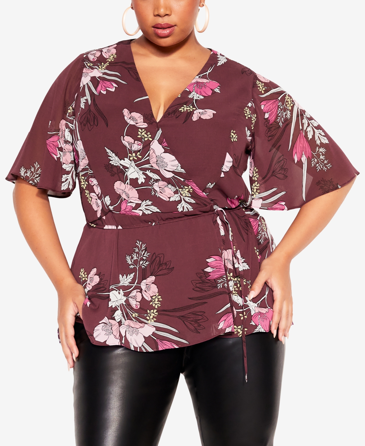 Women's Angelina Top - Oxblood Full Bloom