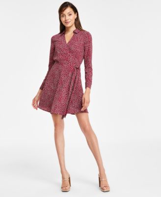CeCe - Women's Collared Faux-Wrap Dress
