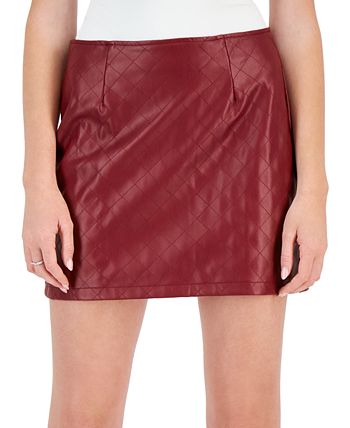 Burgundy leather deals skirt quilt