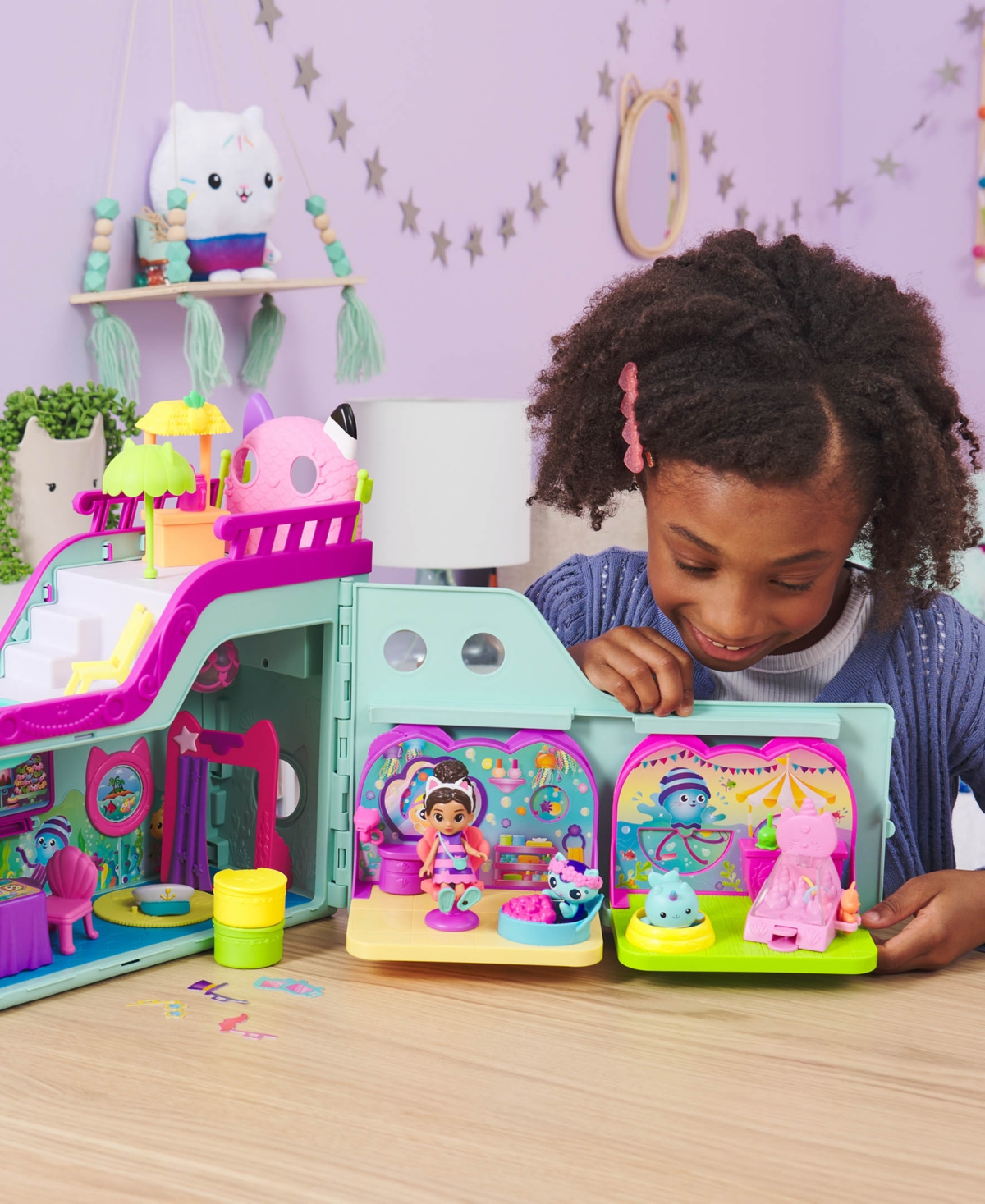 Shop Gabby's Dollhouse Dreamworks, Mercat's Spa Room Playset, With Mercat Toy Figure, Surprise Toys And Dollhouse Furniture In Multi-color