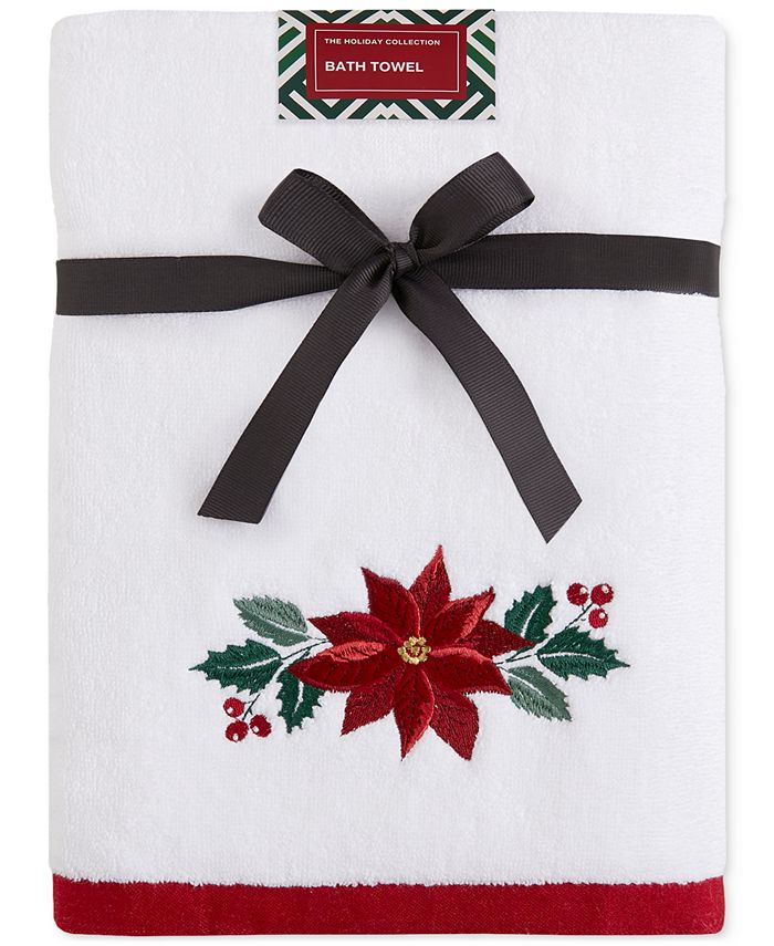 Holiday Lane Embroidered Holiday 2Pc. Hand Towels, 16" x 28", Created