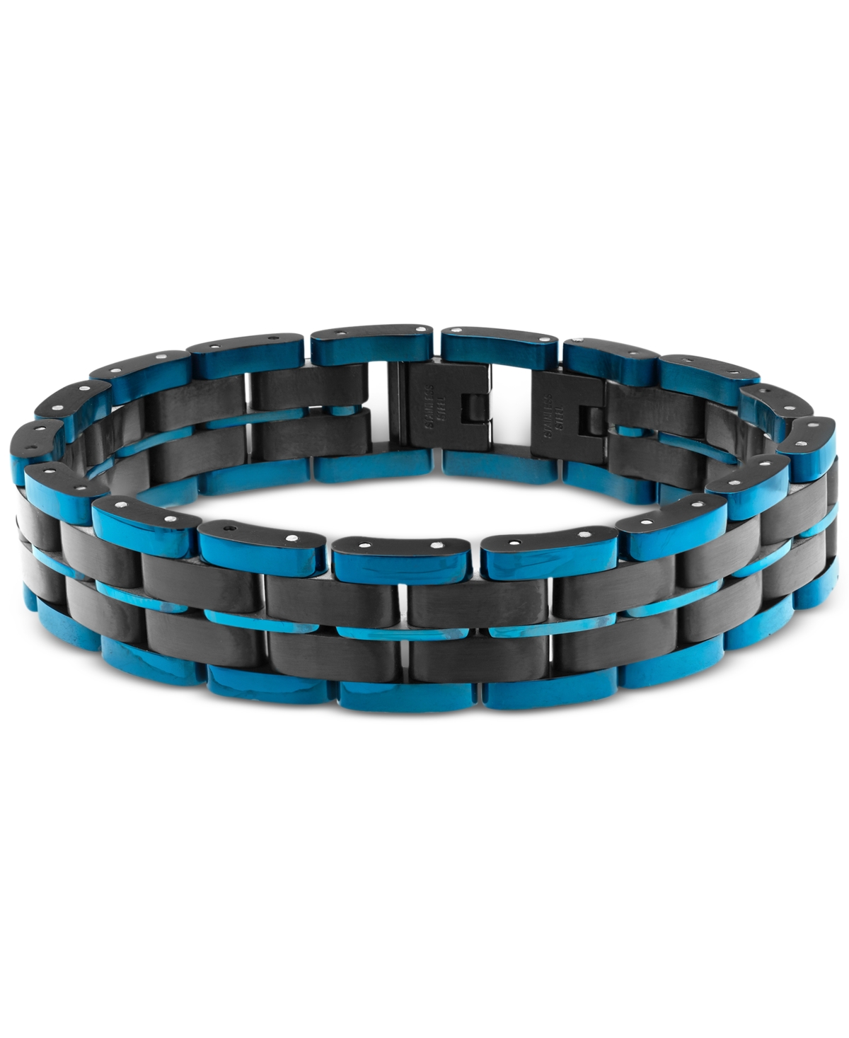Men's Watch Link Bracelet in Blue and Black Ion-Plated Stainless Steel - Blue/Black