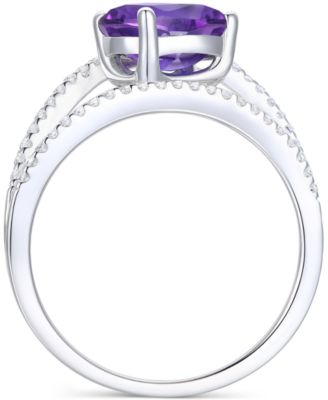 Amethyst (1-3/4 ct. t.w.) & Lab-Grown White Sapphire (3/8 ct. t.w.) Openwork Statement Ring in Sterling Silver (Also in Blue Topaz)