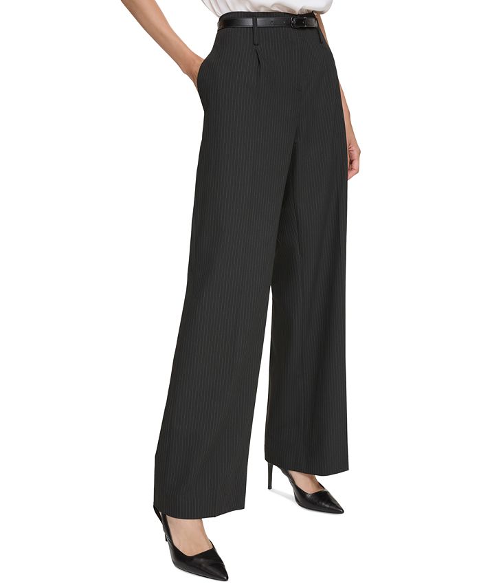 Calvin Klein Women's Pinstripe Straight Leg Pants Gray Size 4