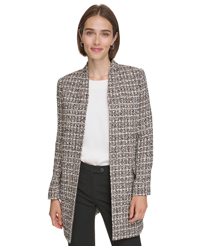 Chanel Pre-owned Collarless Open-Front Tweed Jacket - Red