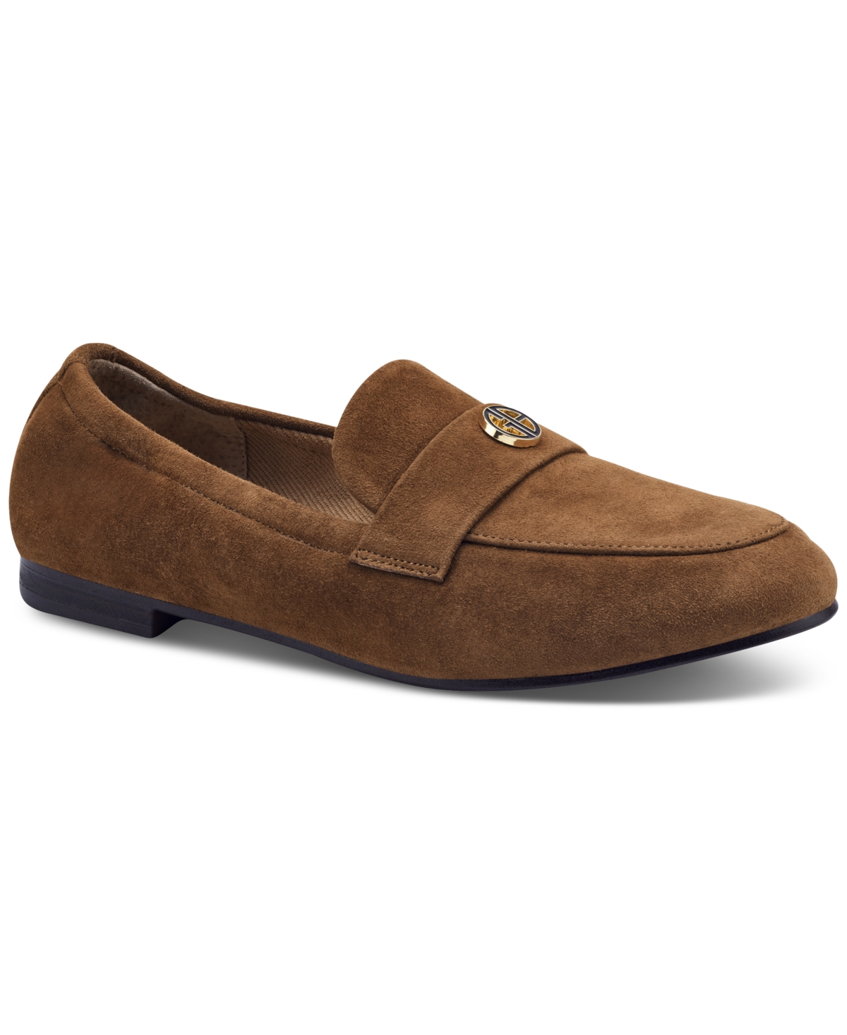 Trinaa Ruched Slip-On Loafer Flats, Created for Macy's - Mocha Suede