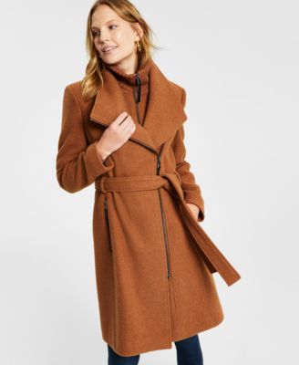 Womens Wool Blend Belted Wrap Coat, Created for Macys