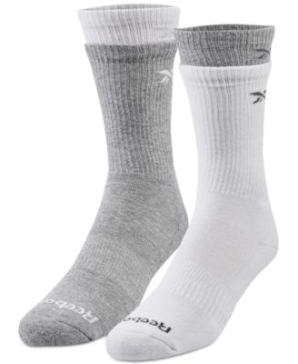 Reebok Men's Colorblocked Layered-Look 1/2 Terry Crew Socks