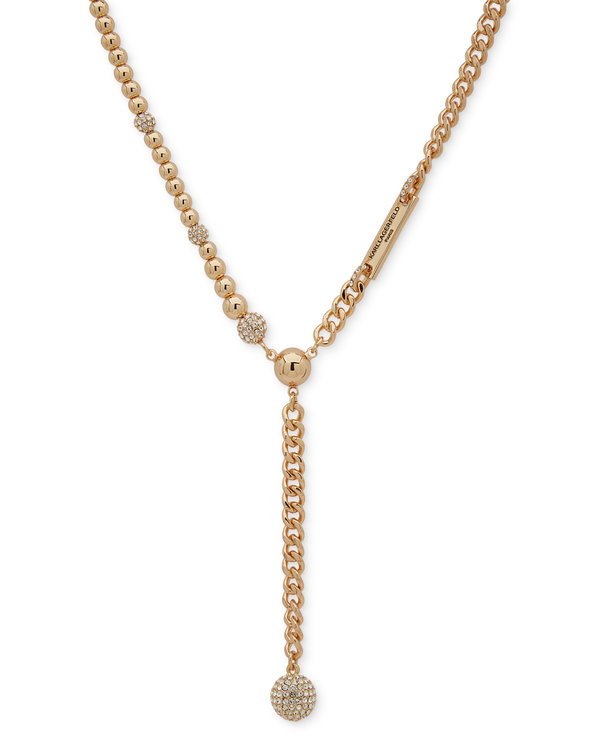 Women's Gold-Tone Lariat Necklace, 18"+ 3" extender - White