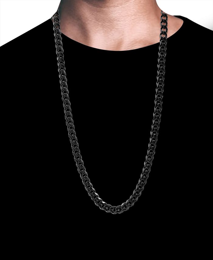 Blackjack Men's Curb Link 24" Chain Necklace in Black IonPlated