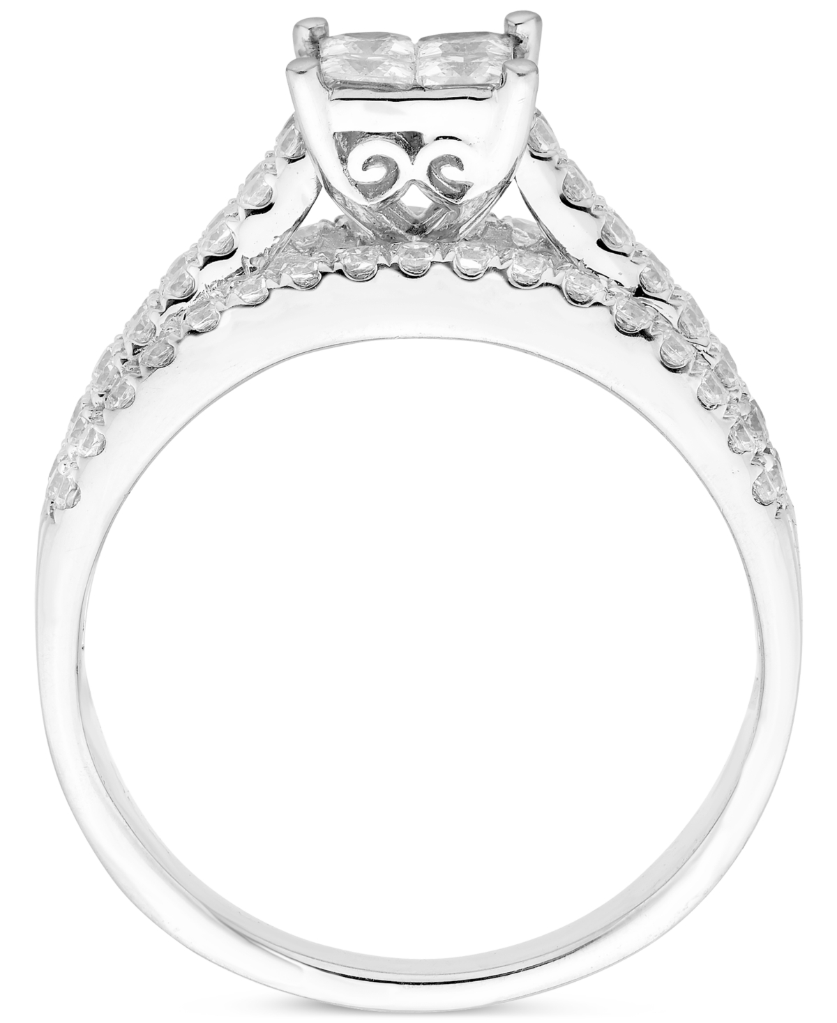 Diamond Princess Quad-Cluster Engagement Ring (1 ct. t.w.) in 14k- White Gold