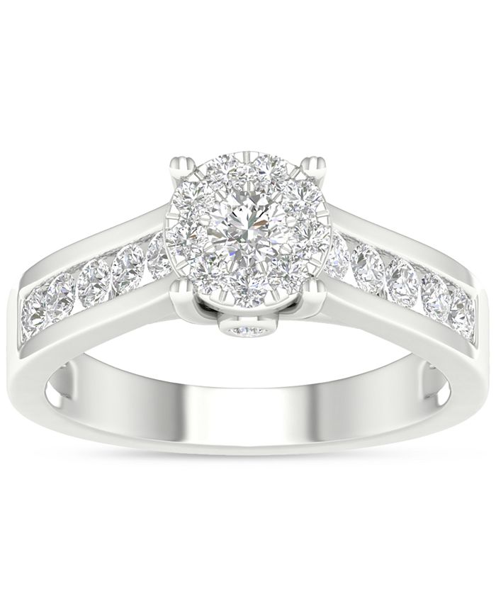 Macy's Diamond Cluster Channel-Set Engagement Ring (3/4 ct. t.w.) in ...