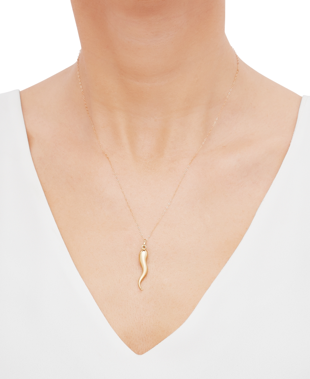 Italian Gold Polished Cornicello Horn 18