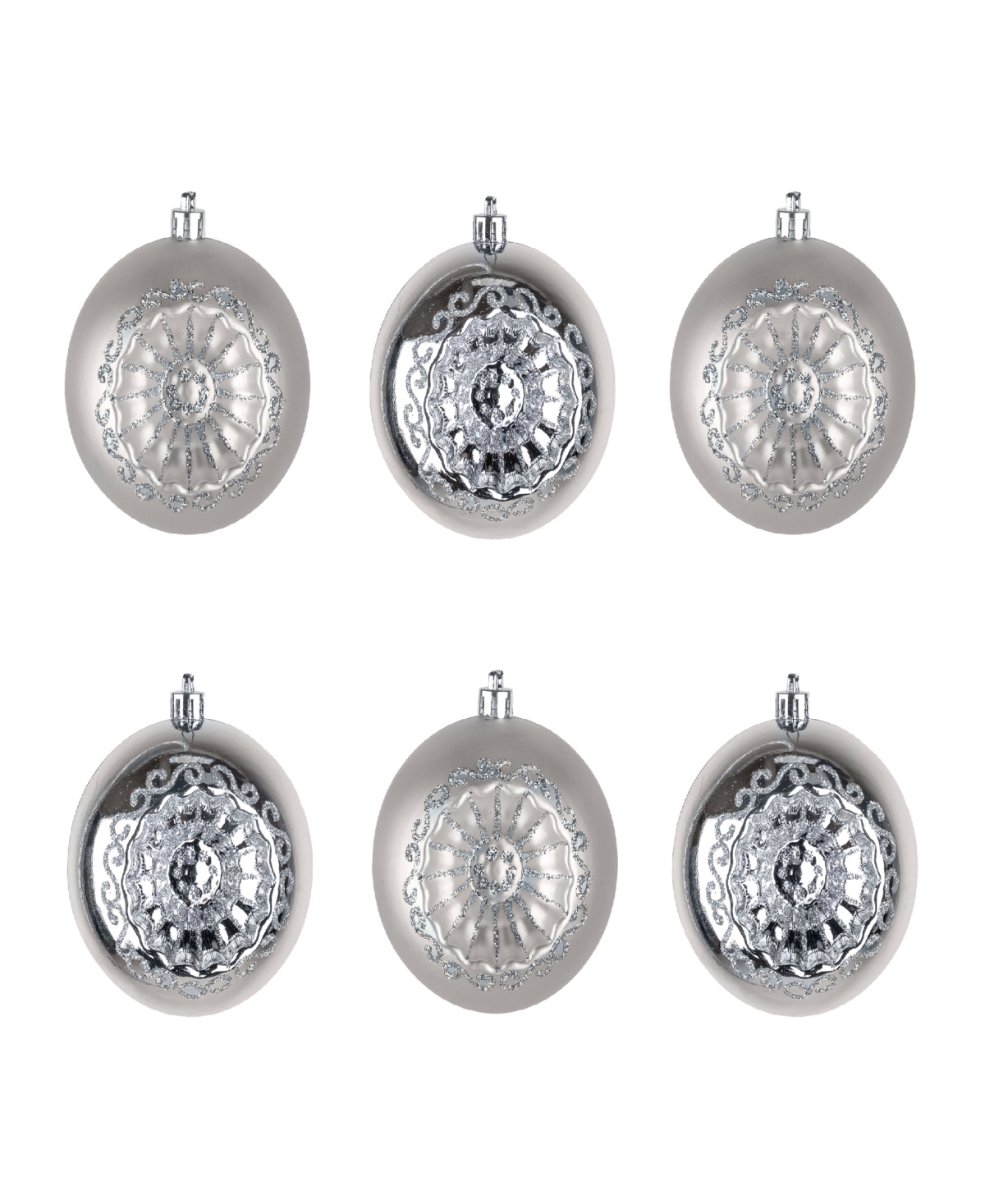 National Tree Company First Traditions 6 Piece Shatterproof Glittering Ornaments In Silver