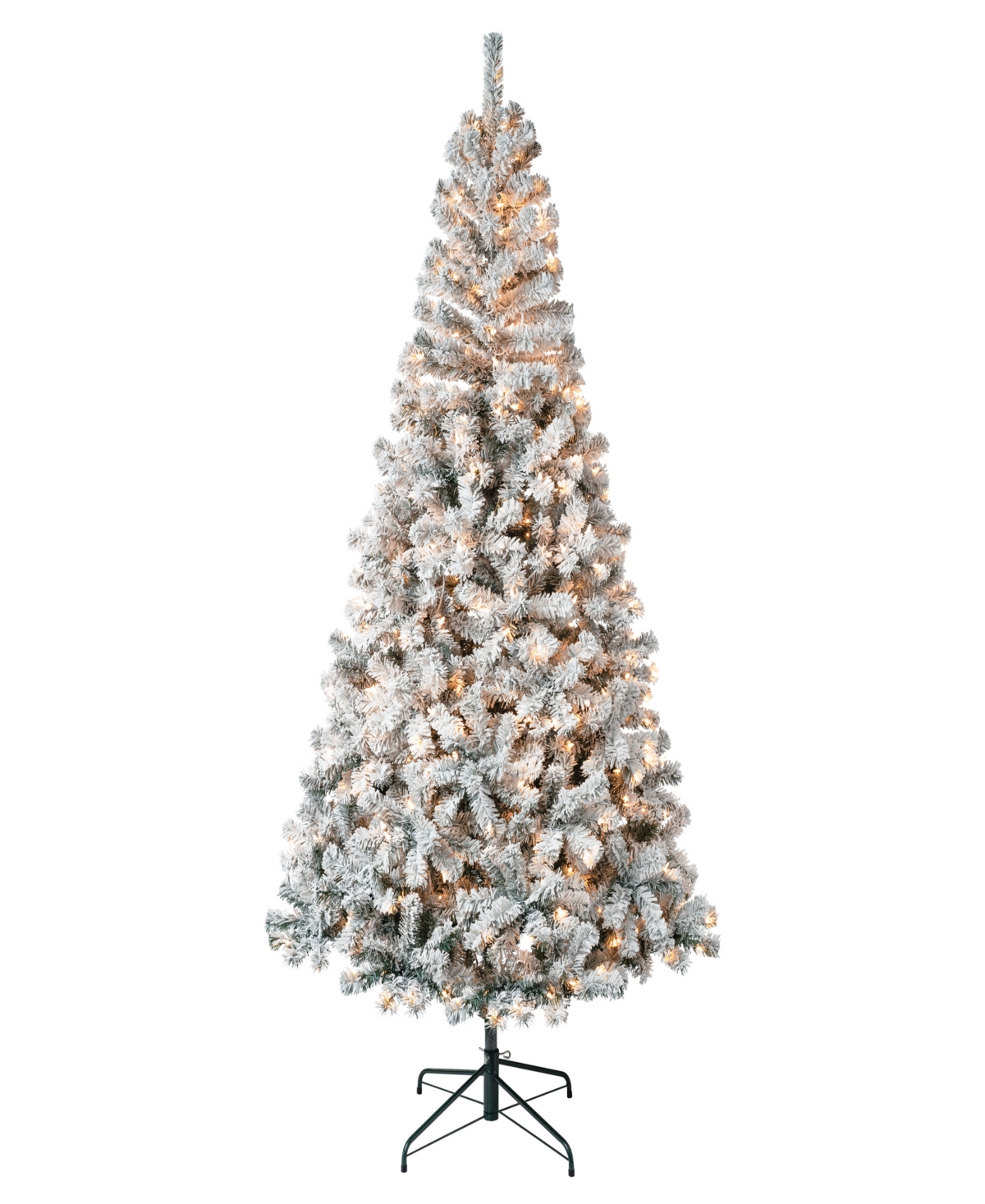 National Tree Company First Traditions 7.5' Acacia Flocked Tree With Clear Lights In Green