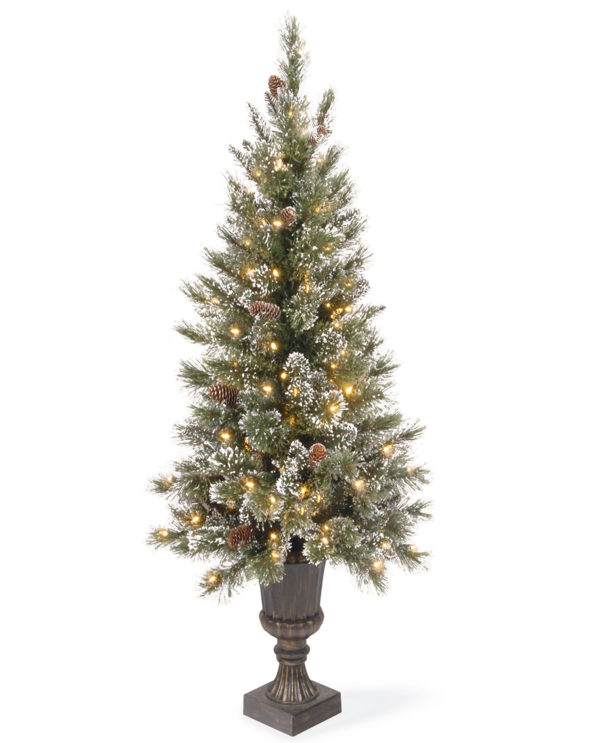 National Tree Company 4' Glittery Bristle Pine Entrance Tree With Twinkly Led Lights In Green
