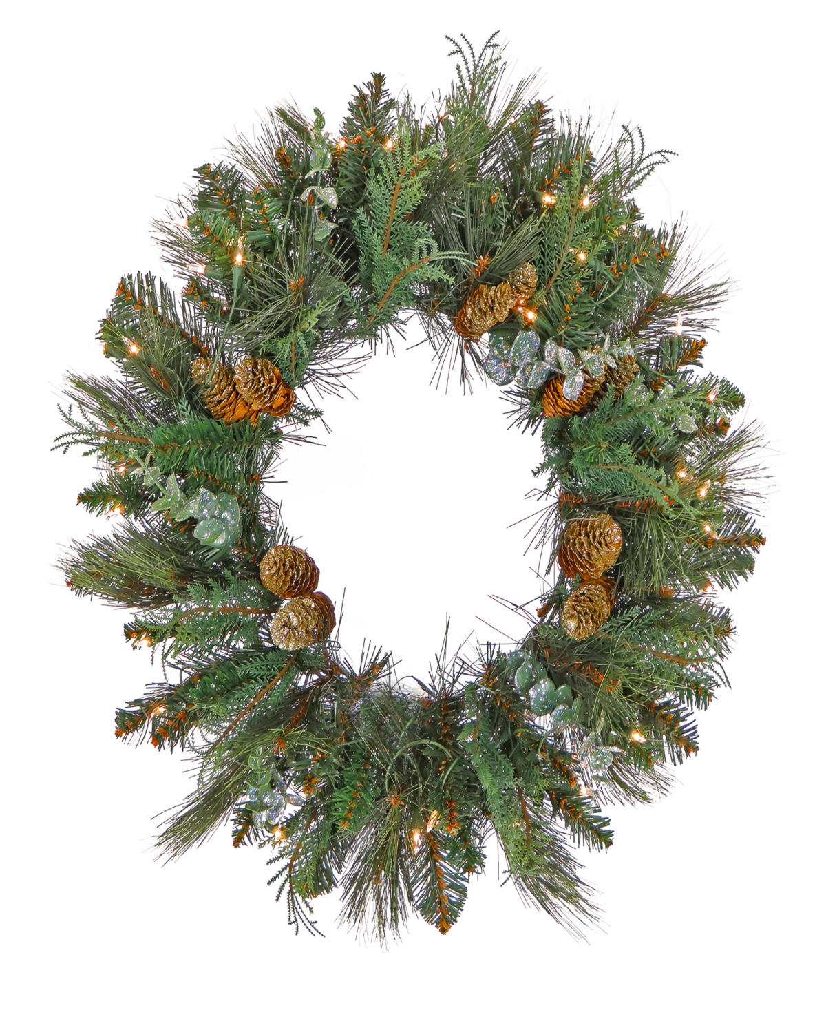 National Tree Company First Traditions Collection, 30" Artificial North Conway Wreath With Glittery Cones And Eucalyptus, In Green