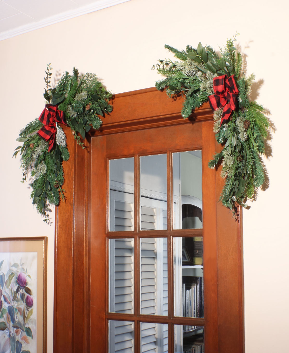 National Tree Company Mixed Pine and Bow Christmas Corner Swags