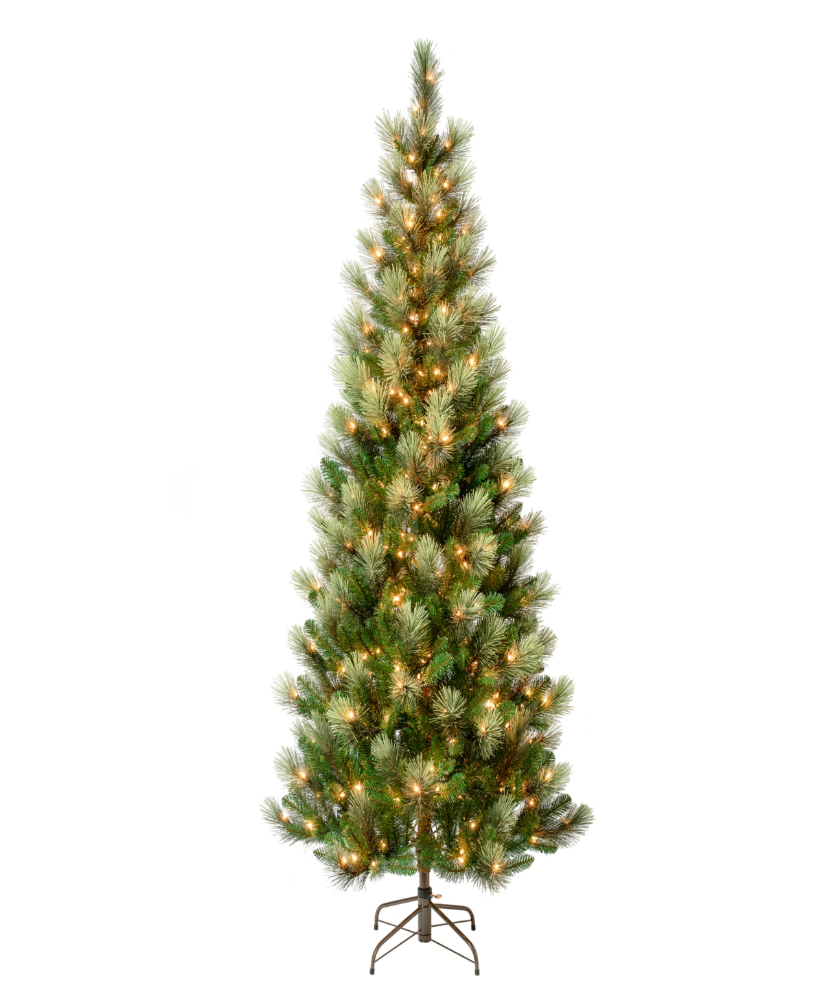 National Tree Company First Traditions 7.5' Charleston Pine Slim Tree With Clear Lights In Green