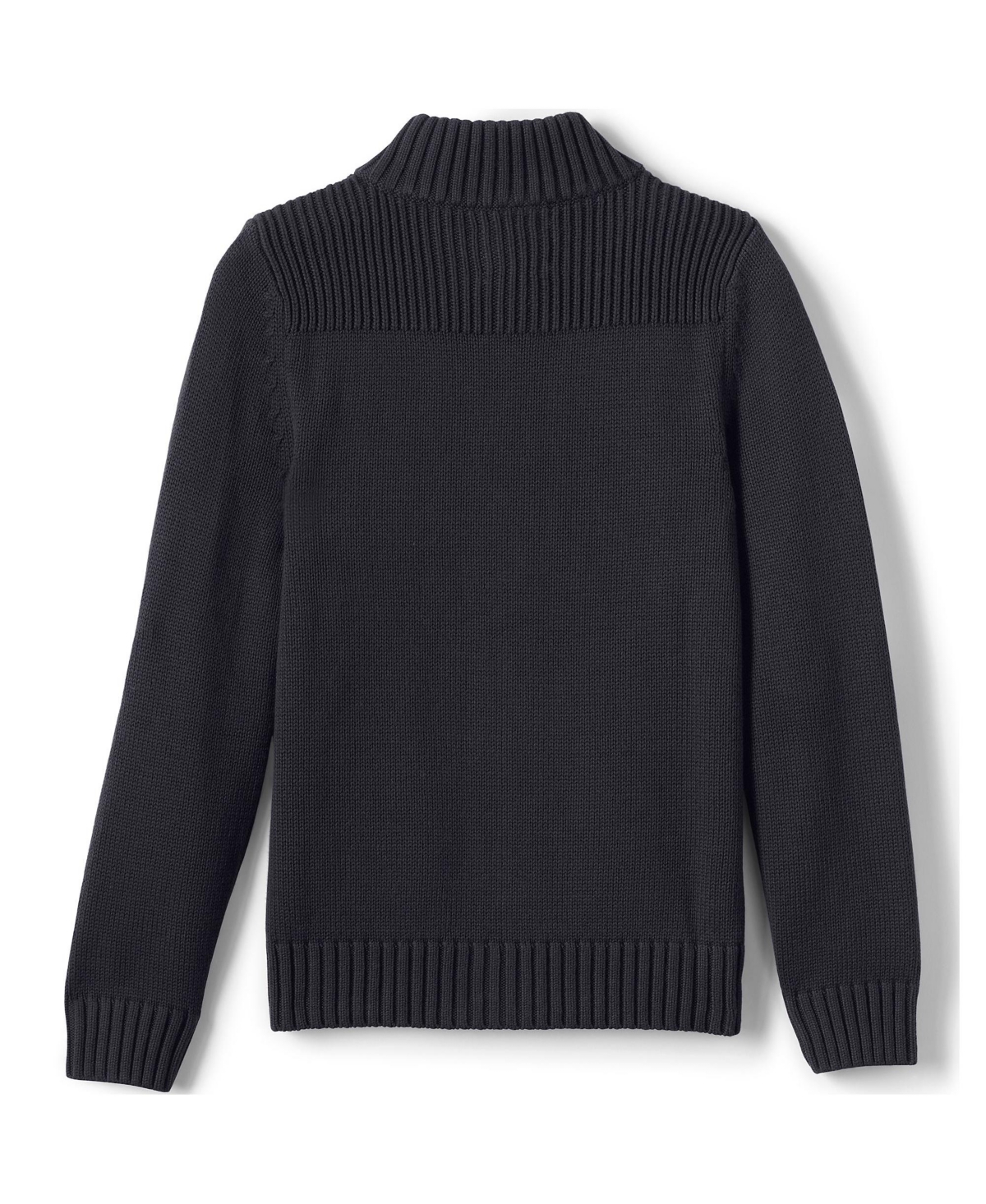 Lands' End Boys School Uniform Cotton Modal Zip Front Cardigan Sweater