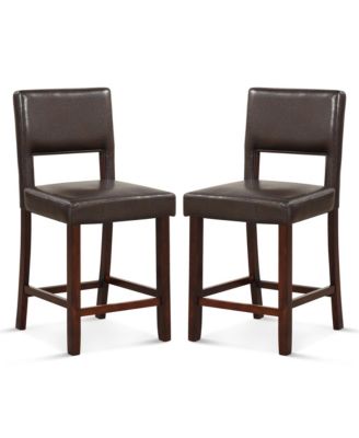 Set of 2 Upholstered Bar Stools 24.5'' Dining Chairs with Back