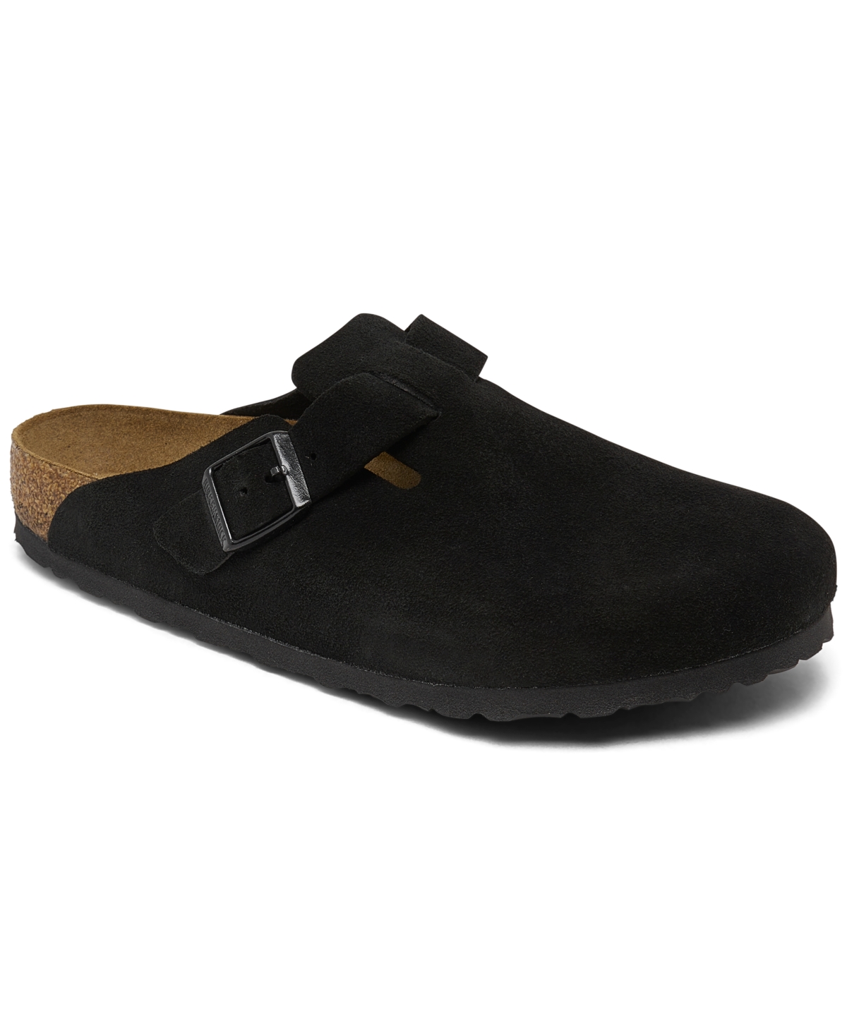 Men's Boston Soft Footbed Suede Leather Clogs from Finish Line - Black