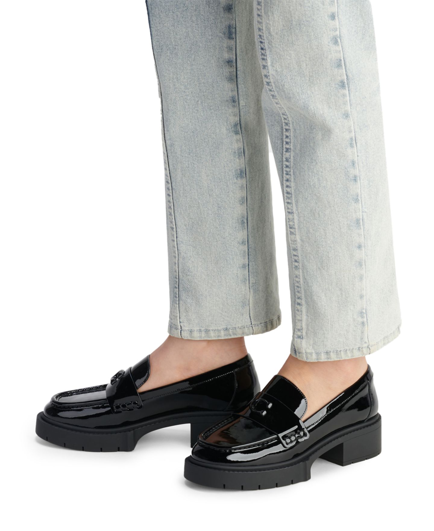 Женские туфли COACH Leah Platform Lug Sole, цвет: Чёрная лаковая кожа — фото 6