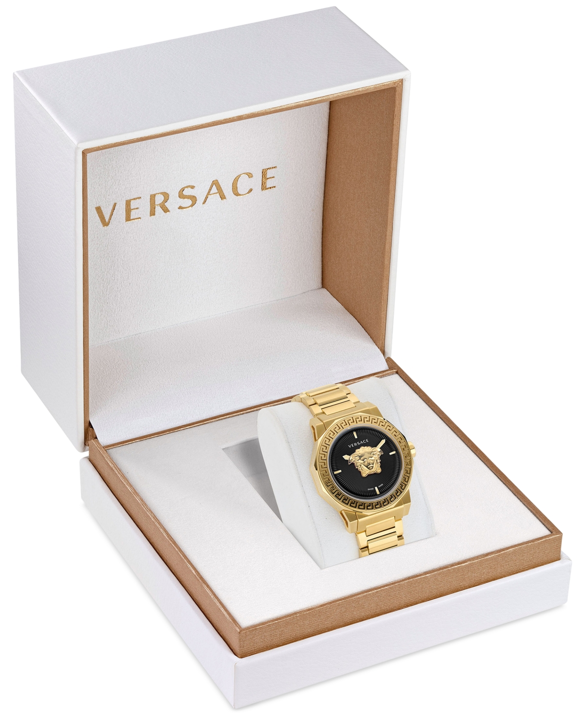 Shop Versace Women's Swiss Medusa Deco Gold Ion Plated Stainless Steel Bracelet Watch 38mm In Ip Yellow Gold