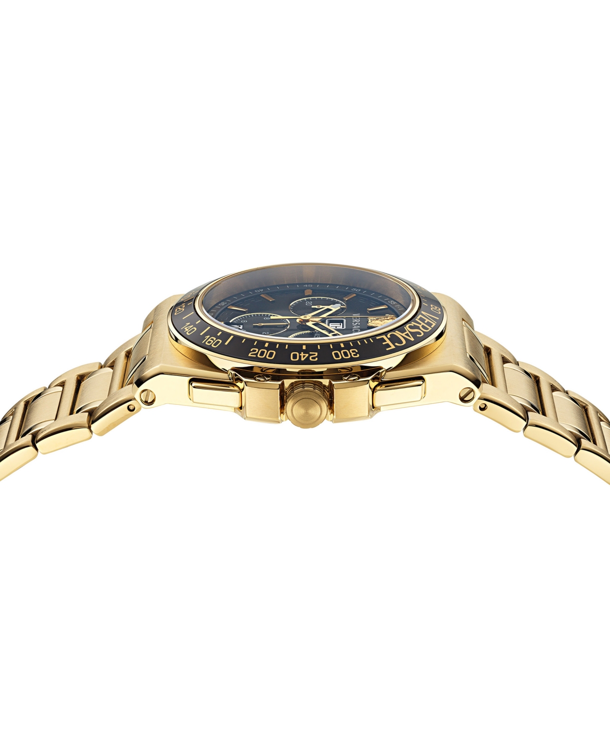Shop Versace Men's Greca Extreme Swiss Chronograph Gold-tone Stainless Steel Bracelet Watch 45mm In Ip Yellow Gold