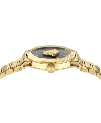 Men's Swiss Medusa Infinite Gold Ion Plated Stainless Steel Bracelet Watch 47mm