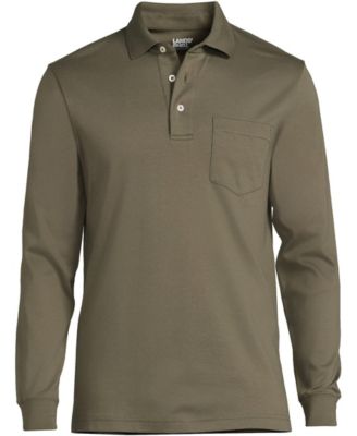 Men's Long Sleeve Cotton Supima Polo Shirt with Pocket
