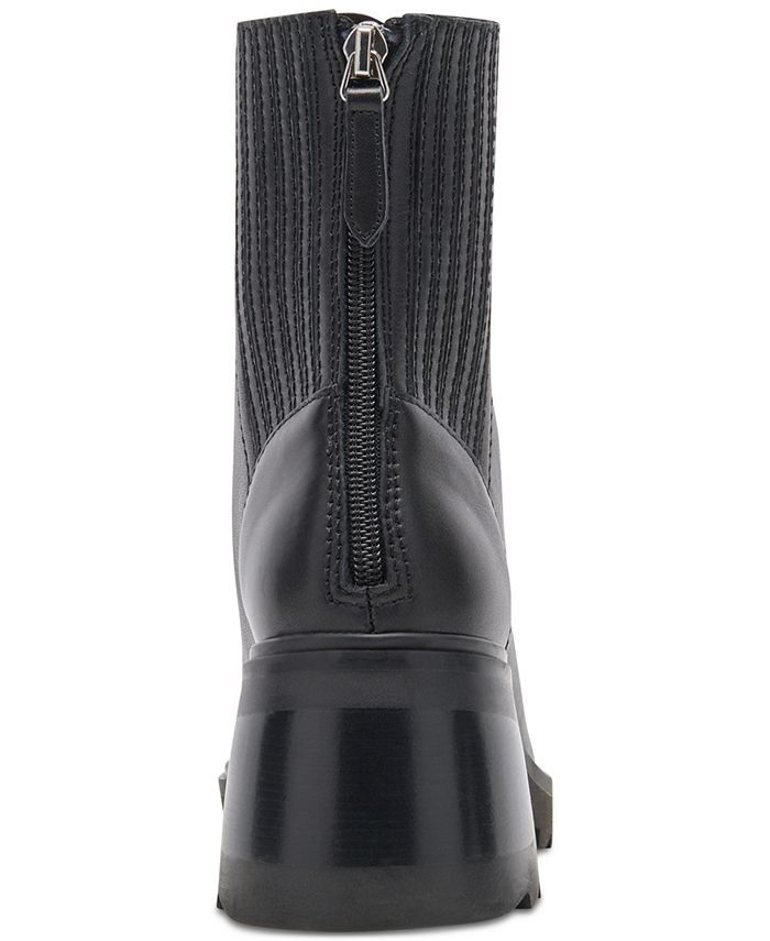 mecale leather stud detail block heel lug sole combat booties