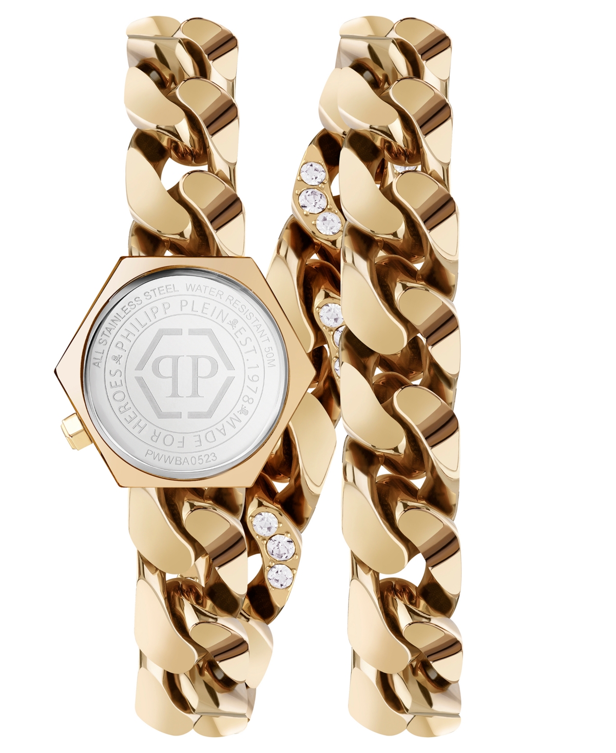 Philipp Plein The Hexagon Groumette Crystal Watch In Gold