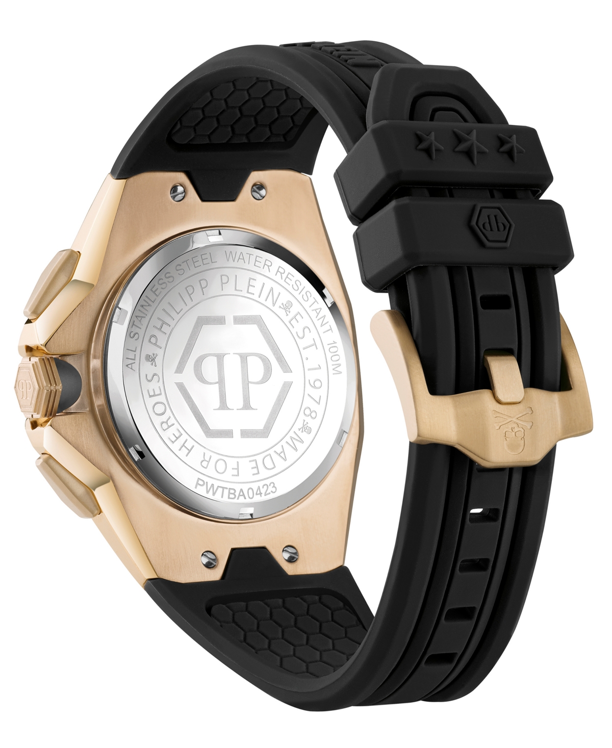 Philipp Plein Octagonal Chronograph Timepiece With Ip Yellow Gold Case In Ip Yellow Gold