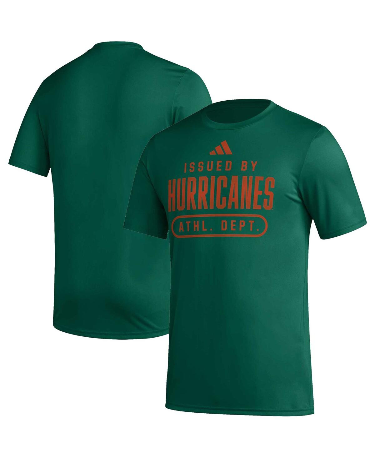 Adidas Originals Men's Adidas Green Miami Hurricanes Sideline Aeroready Pregame T-shirt