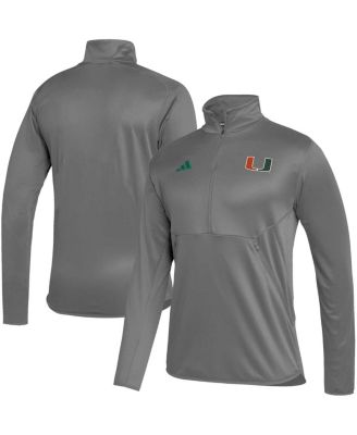 Men's Gray Miami Hurricanes 2023 Sideline AEROREADY Half-Zip Top