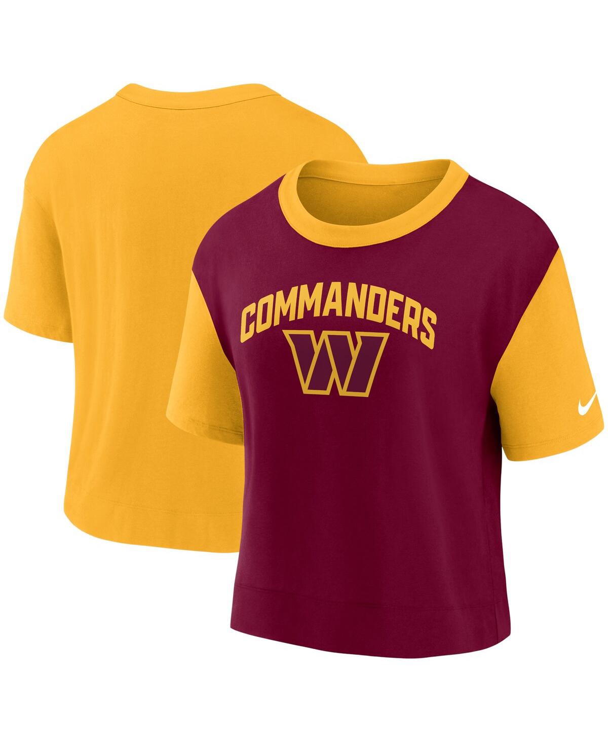 Nike Women's  Gold, Burgundy Washington Commanders High Hip Fashion T-shirt In Gold,burgundy