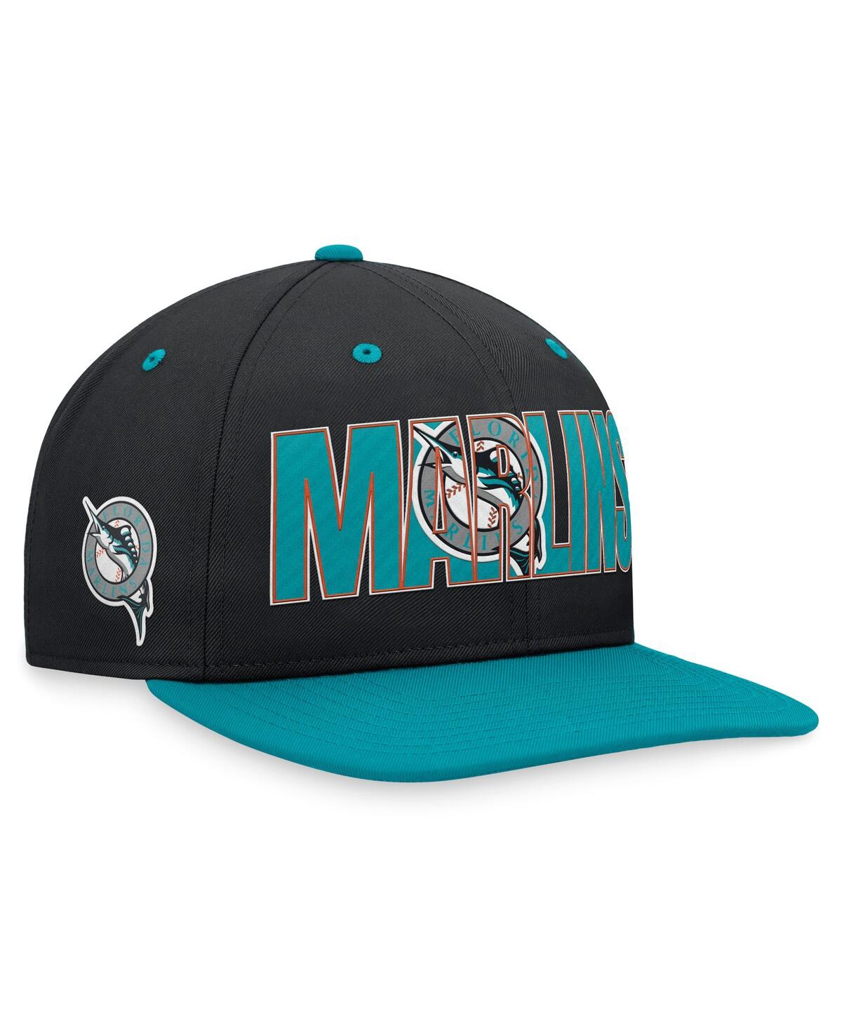 Nike Men's  Black Florida Marlins Cooperstown Collection Pro Snapback Hat
