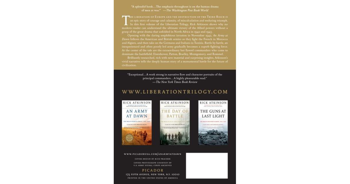 An Army at Dawn- The War in North Africa, 1942-1943 (Liberation Trilogy, Volume 1) by Rick Atkinson