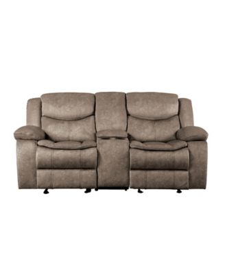 White Label Veloce 79" Double Glider Reclining Loveseat with Console