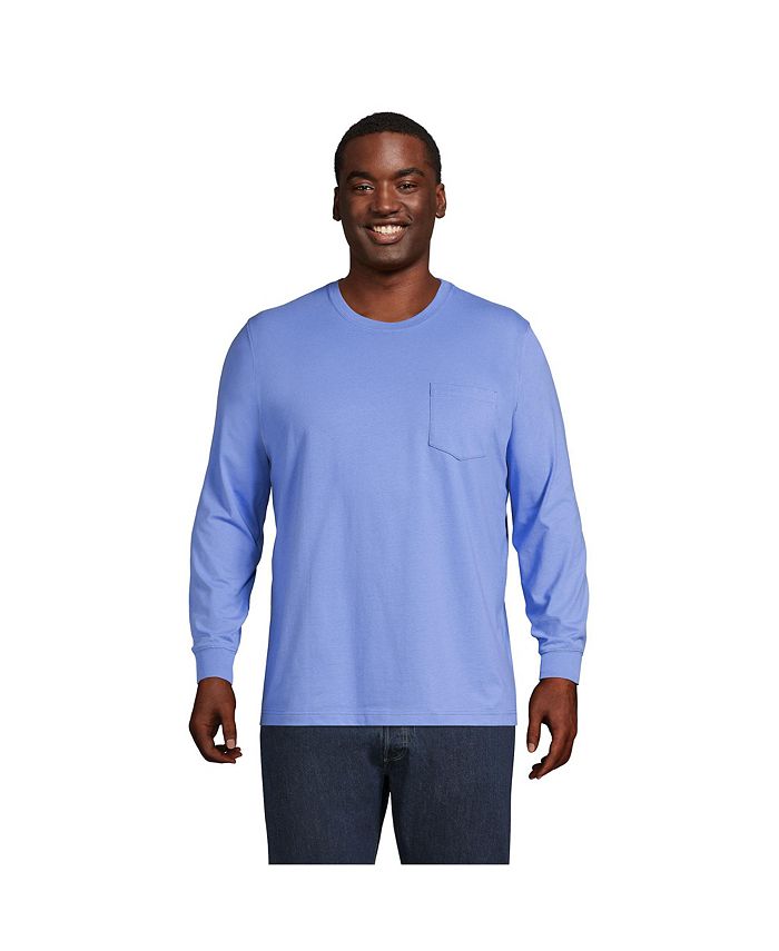 Lands' End Big & Tall Super-T Long Sleeve T-Shirt with Pocket - Macy's
