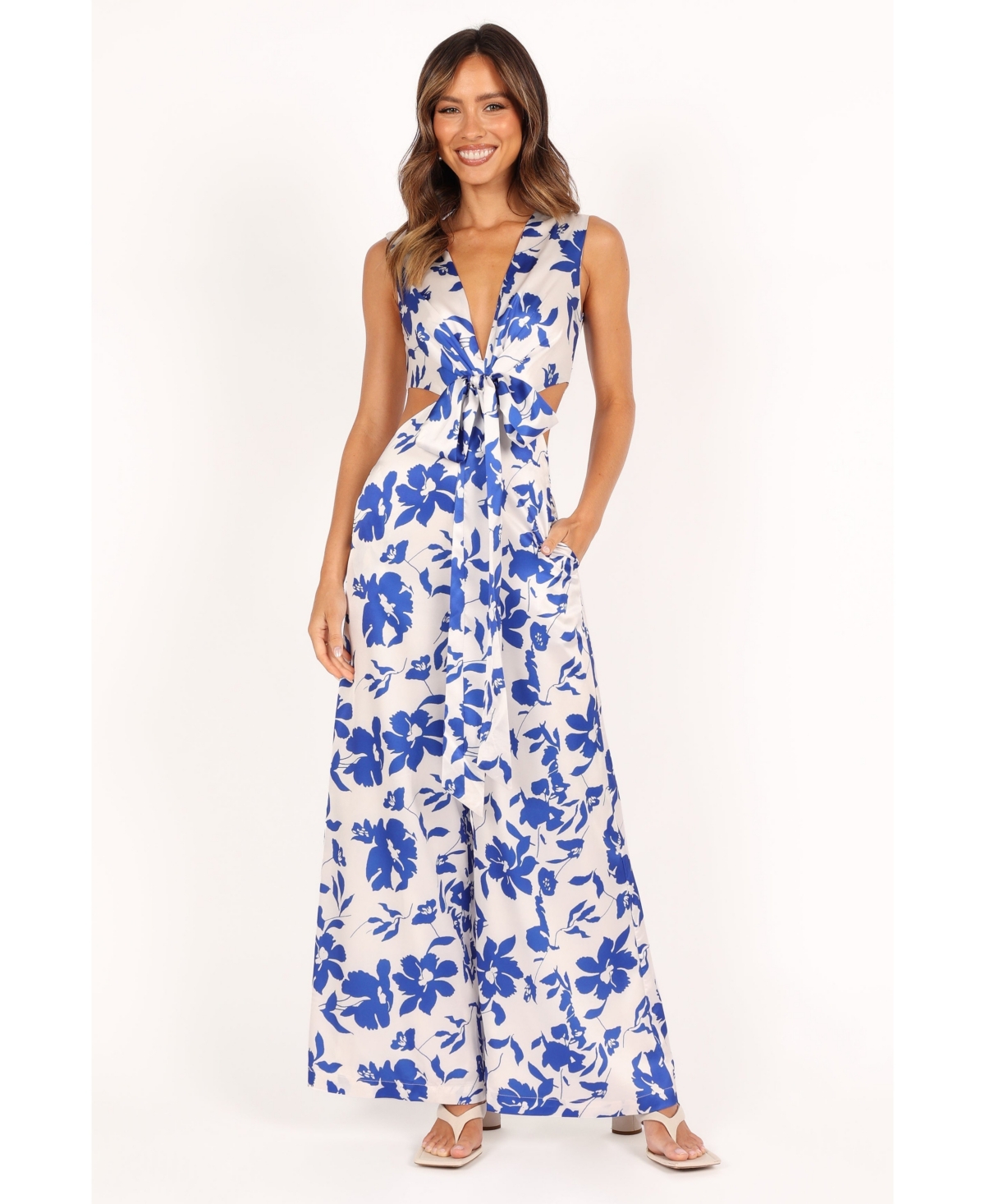Women's Lulu Wrap Front Jumpsuit - Blue floral